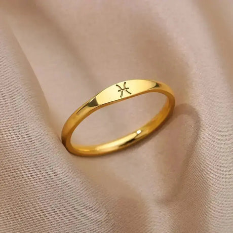 12 Constellations Zodiac Rings For Women Men Aesthetic Gold Plated Stainelss Steel Ring Wedding Jewelry Birthday Best Gift Bague