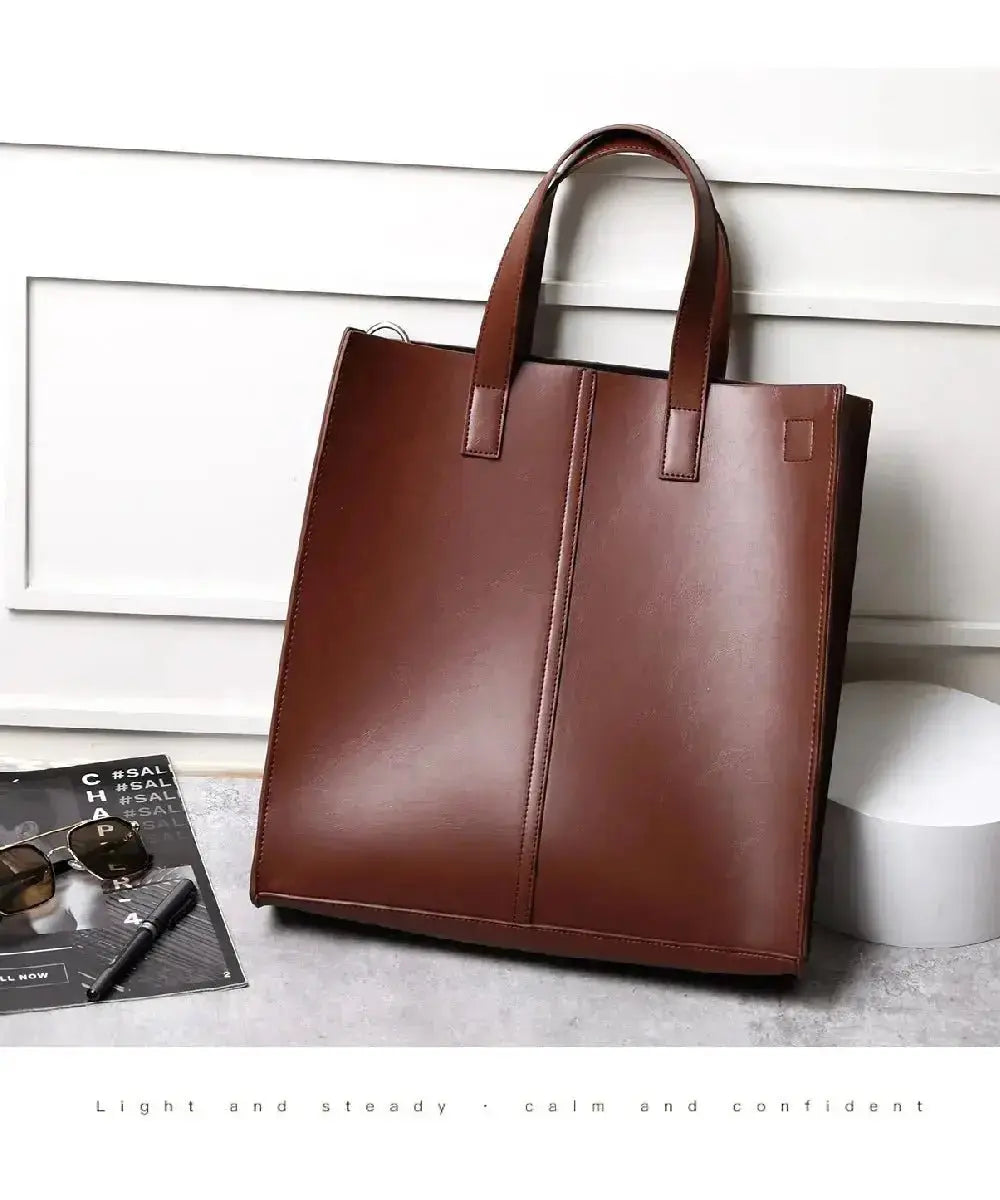 15-inch Laptop Bag Men Women Shoulder Bags Tote Handbag PU Unisex Bags with Shoulder Strap Women Men Shoulder Bags