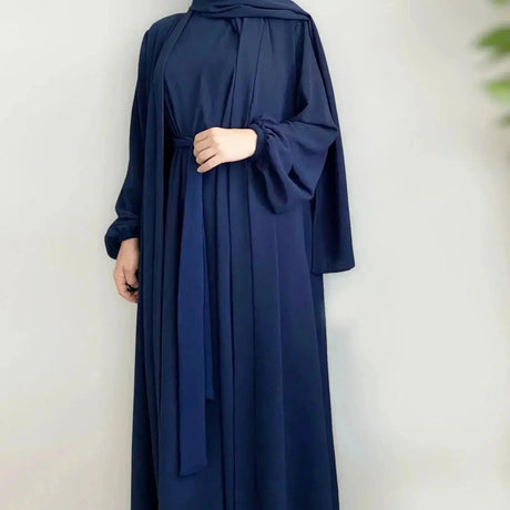 2 Piece Abaya Set Kimono with Inner Dress Muslim Abayas for Women Dubai Luxury Turkey Ramadan Islam Matching Hijab Outfit Kaftan