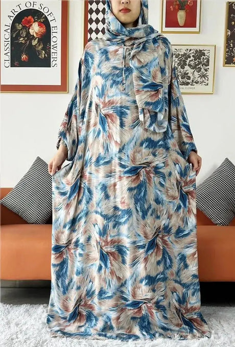 2023 New Muslim Cotton Abaya For Women Ramadan Prayer Dubai Turkey Middle East Femme Robe Floral Loose African Dress Scarfs Join