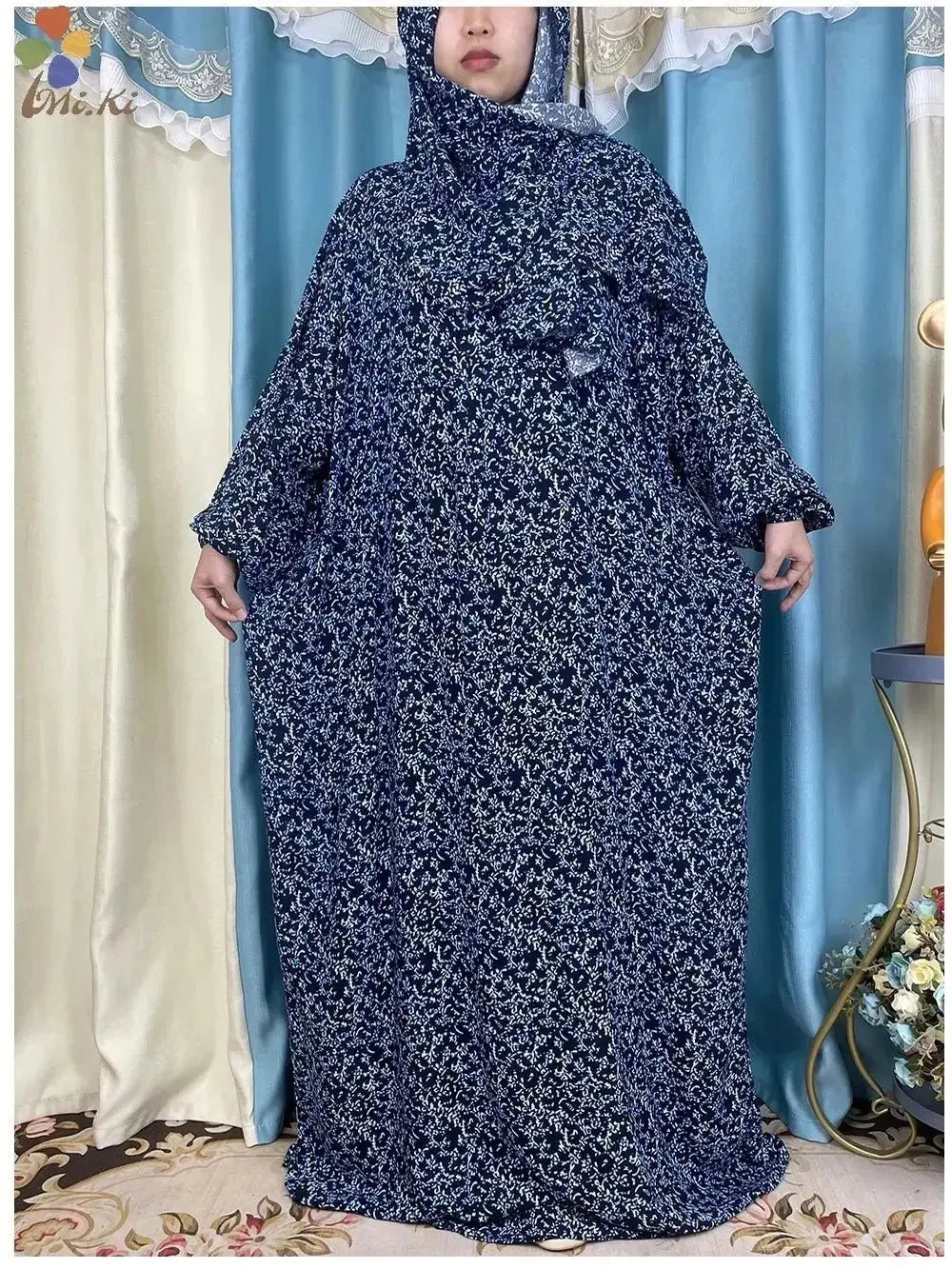 2023 New Muslim Cotton Abaya For Women Ramadan Prayer Dubai Turkey Middle East Femme Robe Floral Loose African Dress Scarfs Join