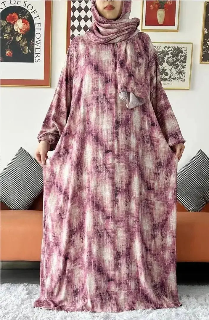 2023 New Muslim Cotton Abaya For Women Ramadan Prayer Dubai Turkey Middle East Femme Robe Floral Loose African Dress Scarfs Join - haalish