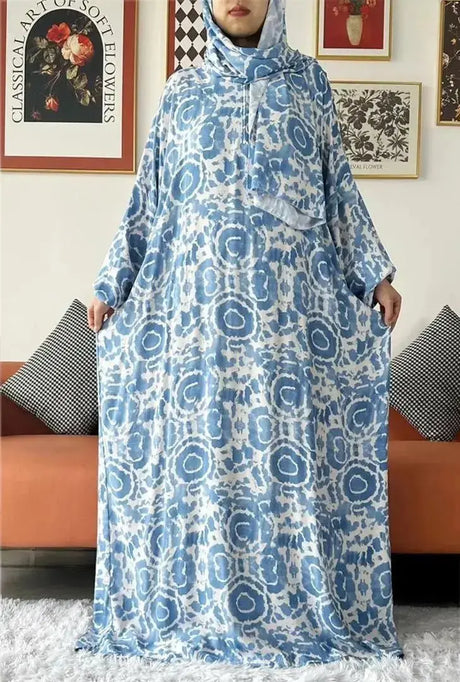 2023 New Muslim Cotton Abaya For Women Ramadan Prayer Dubai Turkey Middle East Femme Robe Floral Loose African Dress Scarfs Join