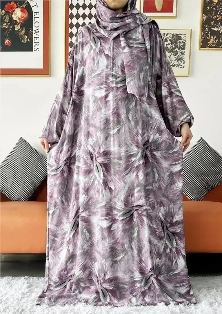 2023 New Muslim Cotton Abaya For Women Ramadan Prayer Dubai Turkey Middle East Femme Robe Floral Loose African Dress Scarfs Join - haalish