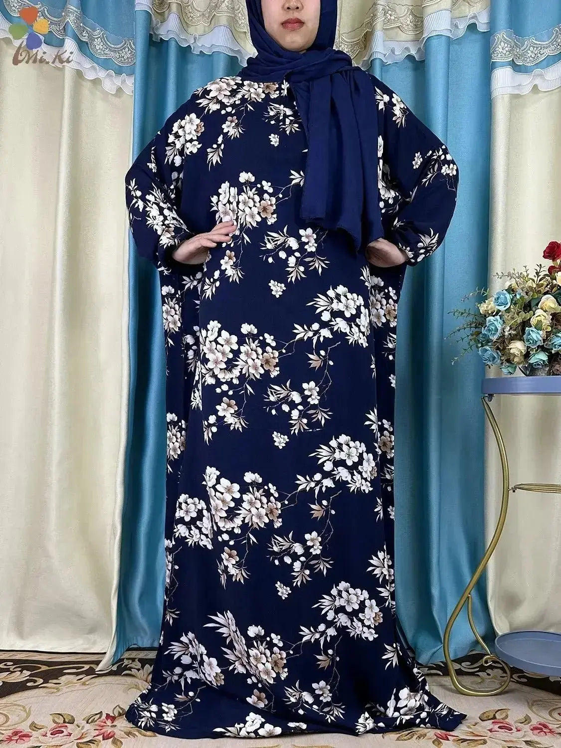 2023 New Muslim Cotton Abaya For Women Ramadan Prayer Dubai Turkey Middle East Femme Robe Floral Loose African Dress Scarfs Join - haalish