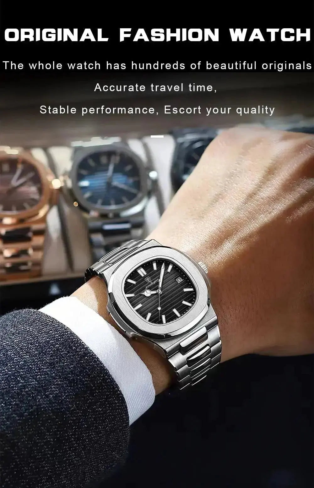 2023 New POEDAGAR Luxury Watch Business Waterproof Male Clock Luminous Date Stainless Steel Square Quartz Men Watch reloj hombre - haalish