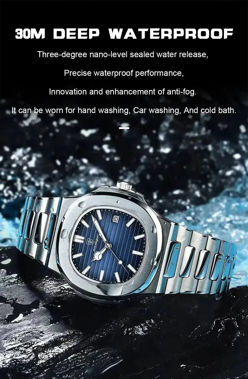 2023 New POEDAGAR Luxury Watch Business Waterproof Male Clock Luminous Date Stainless Steel Square Quartz Men Watch reloj hombre - haalish