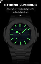 2023 New POEDAGAR Luxury Watch Business Waterproof Male Clock Luminous Date Stainless Steel Square Quartz Men Watch reloj hombre