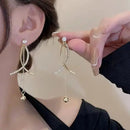 2023 New Trend Pearl Women's Long Earrings White Round Pearl Wedding Pendant Earrings Korean Fashion Jewelry Earrings - haalish