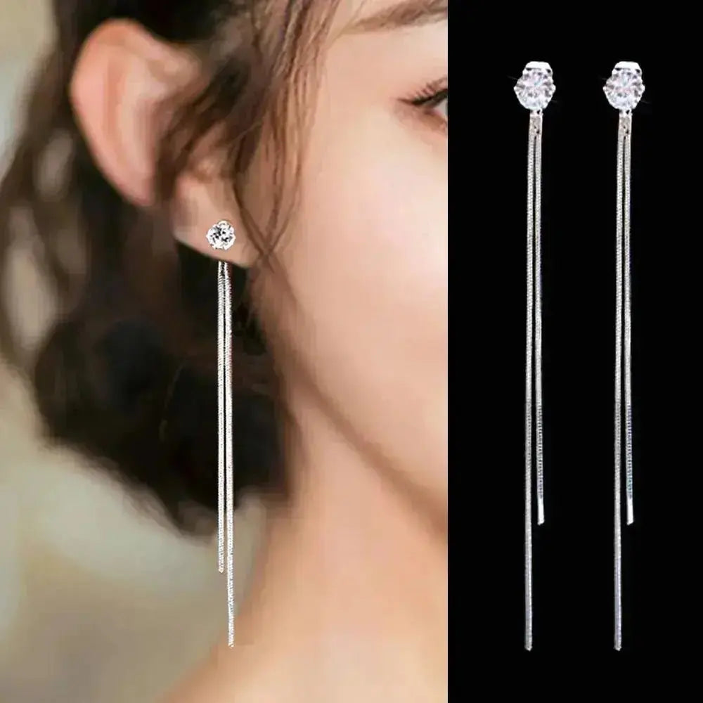 2023 New Trend Pearl Women's Long Earrings White Round Pearl Wedding Pendant Earrings Korean Fashion Jewelry Earrings - haalish