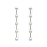 2023 New Trend Pearl Women's Long Earrings White Round Pearl Wedding Pendant Earrings Korean Fashion Jewelry Earrings