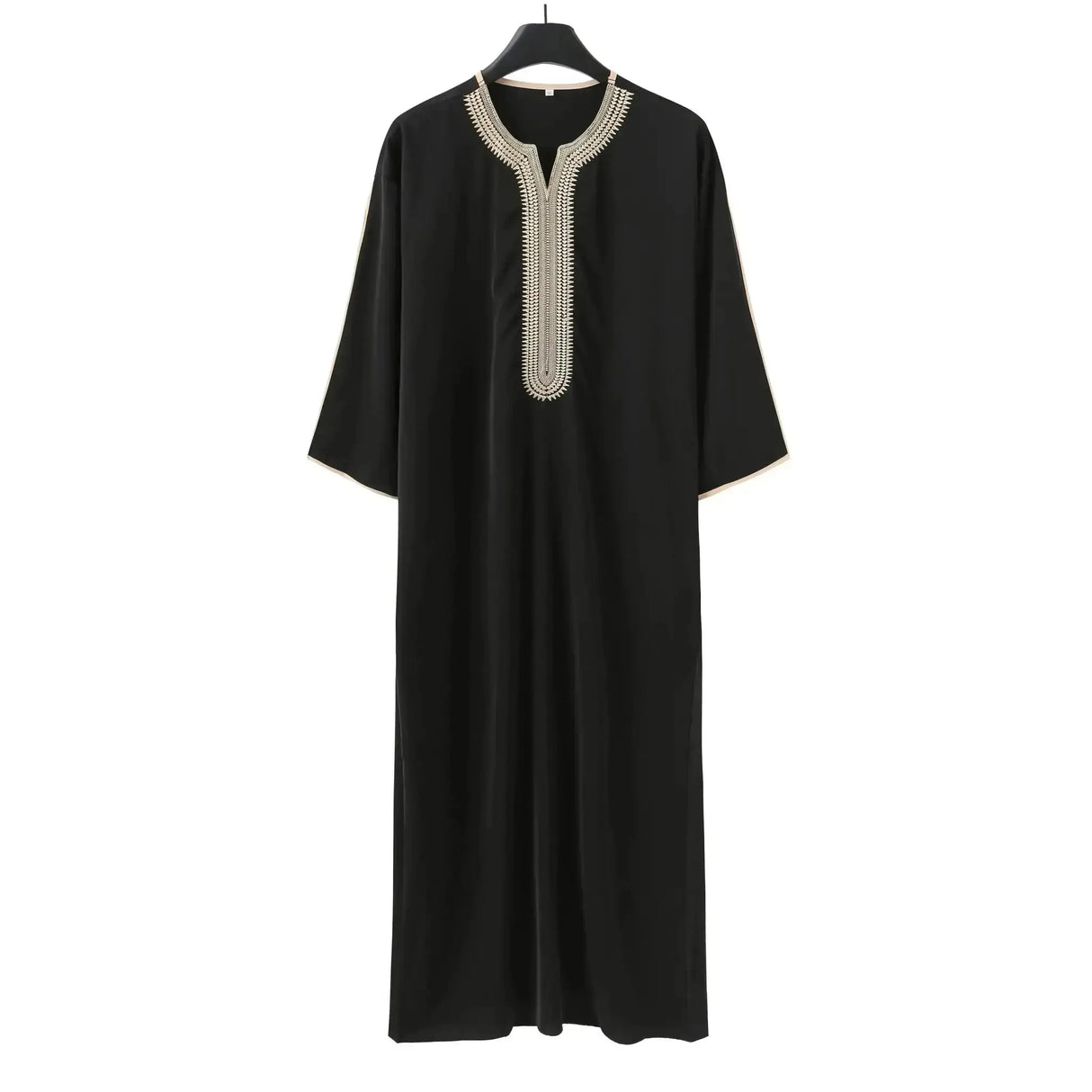 2023 Summer New Kaftan Muslim Men Short Sleeve Embroidery Loose Breathable Casual Robe Islamic Abaya