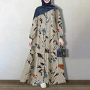 2023 Women's Long Sleeve Cotton Dress Muslim Clothing Middle East Splicing Kaftan Long Skirt Female Clothing - haalish