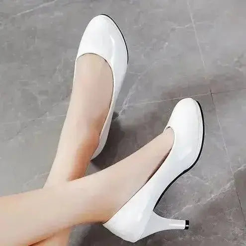 2024 High Heels Shoes Women White Wedding Shoes Thick High Heels Fashion Party Pumps Footwear Yellow Red Big Size 35-41 - haalish