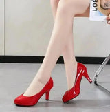 2024 High Heels Shoes Women White Wedding Shoes Thick High Heels Fashion Party Pumps Footwear Yellow Red Big Size 35-41