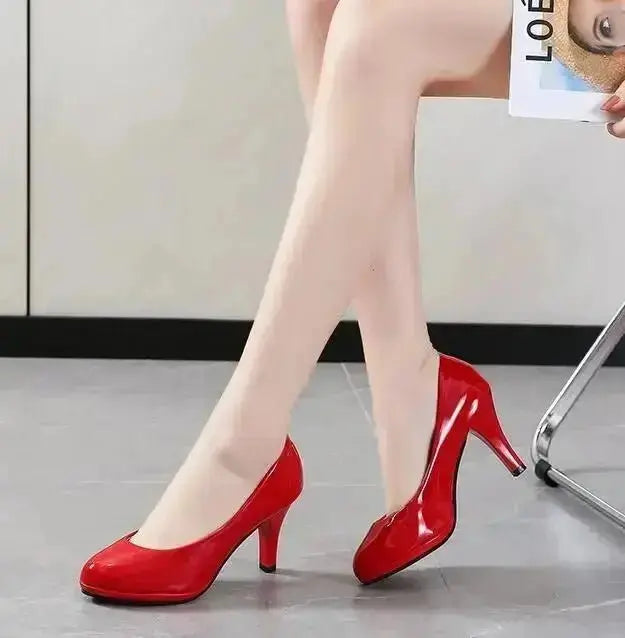 2024 High Heels Shoes Women White Wedding Shoes Thick High Heels Fashion Party Pumps Footwear Yellow Red Big Size 35-41 - haalish