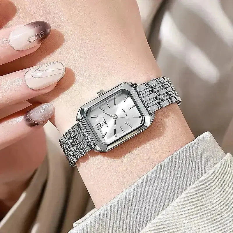 2024 Hot Brand Stainless Steel Strap Watch Women Luxury Gift Quartz Wristwatch Student Fashion Simple Square Quartz Watches - haalish