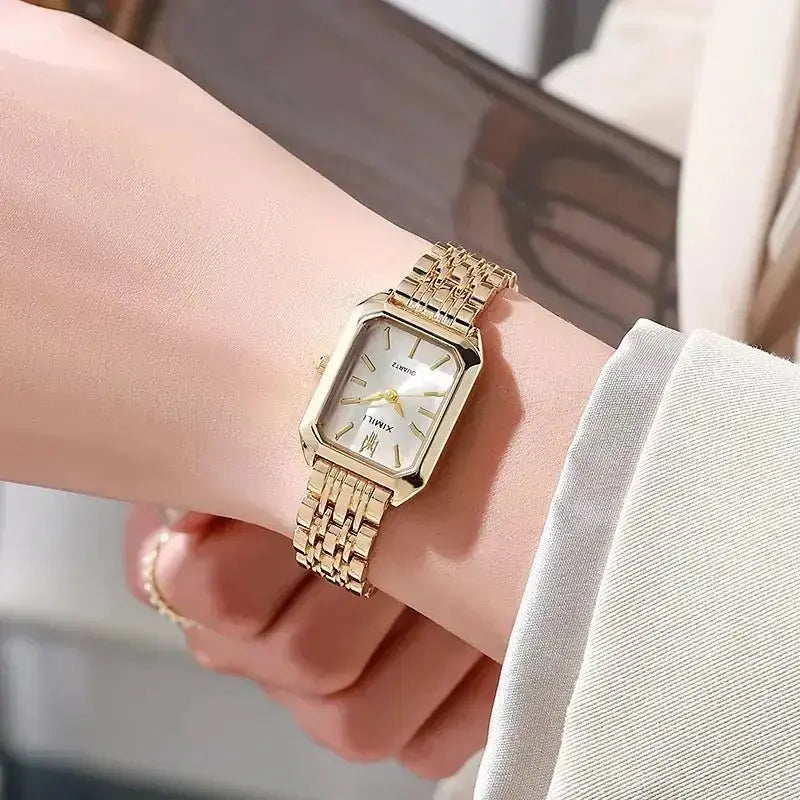 2024 Hot Brand Stainless Steel Strap Watch Women Luxury Gift Quartz Wristwatch Student Fashion Simple Square Quartz Watches - haalish