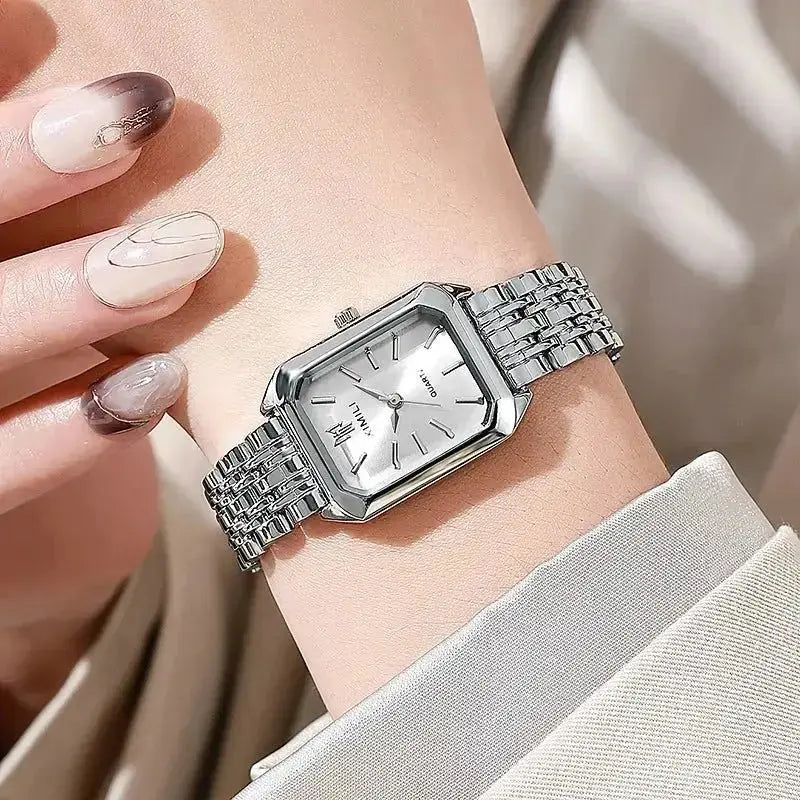 2024 Hot Brand Stainless Steel Strap Watch Women Luxury Gift Quartz Wristwatch Student Fashion Simple Square Quartz Watches