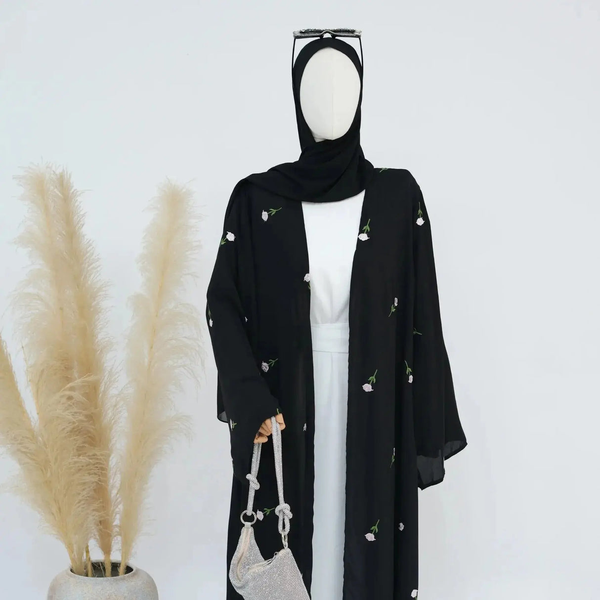 2024 New Black Embroideried Kimono Cardigan Abaya Dubai Luxury Muslim Kaftan Abayas For Women Turkish Islamic Clothing Outfit