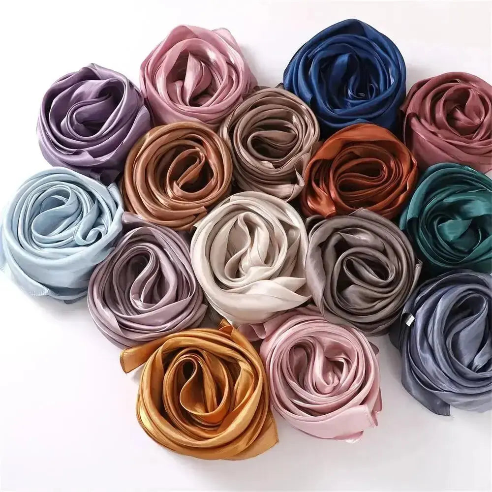 2024 New Design Bonnet Satin Glitter Hijabs Scarf Polyester Head Wrap Turban Femme Musulman De Luxe - haalish