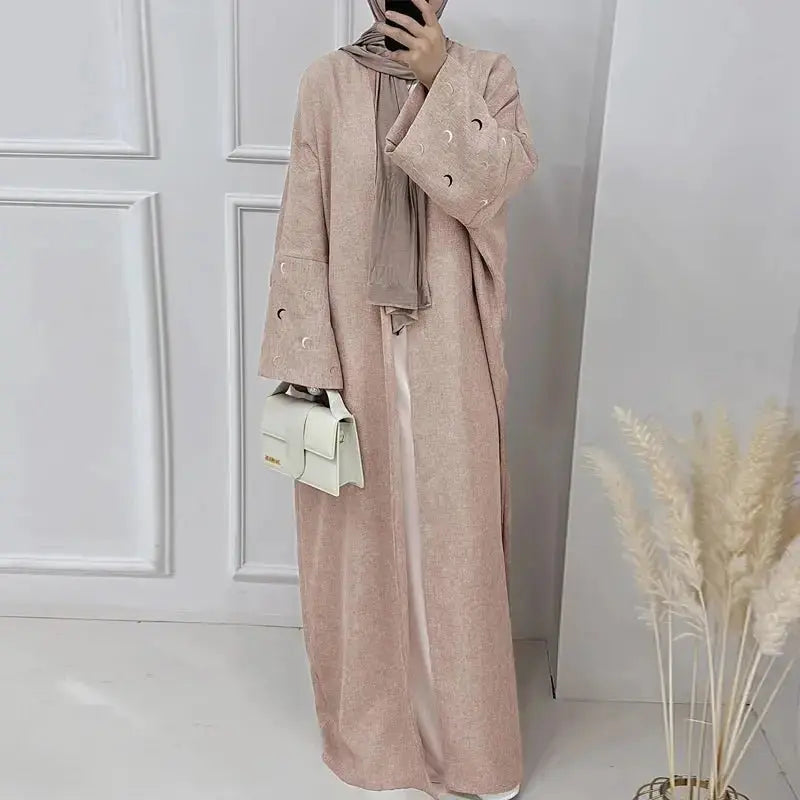 2024 Ramadan Khimar Abaya Saudi Arabia Turkey Islam Embroidery Moon Muslim Cardigan Dress Prayer Clothes Dresses For Women