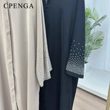 2024 Saudi Arabia Pearl Muslim Modest Cardigan for Women Eid Dubai Kimono Abaya Dress Luxury Islam Turkey Party Coat Clothing