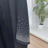 2024 Saudi Arabia Pearl Muslim Modest Cardigan for Women Eid Dubai Kimono Abaya Dress Luxury Islam Turkey Party Coat Clothing