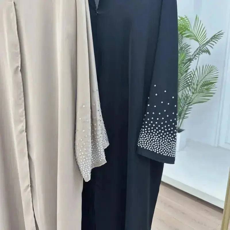 2024 Saudi Arabia Pearl Muslim Modest Cardigan for Women Eid Dubai Kimono Abaya Dress Luxury Islam Turkey Party Coat Clothing