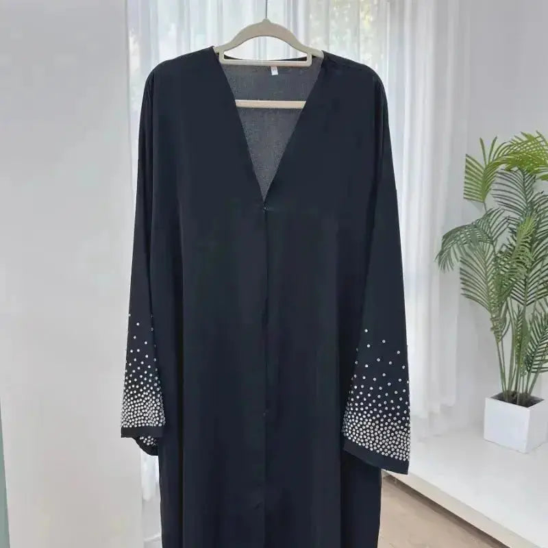 2024 Saudi Arabia Pearl Muslim Modest Cardigan for Women Eid Dubai Kimono Abaya Dress Luxury Islam Turkey Party Coat Clothing