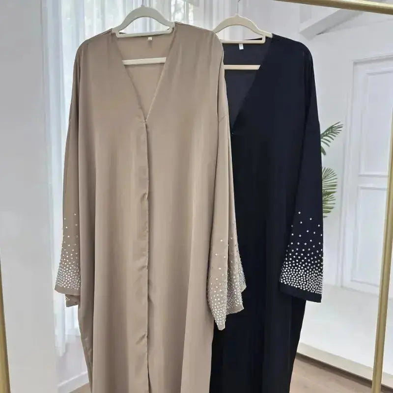 2024 Saudi Arabia Pearl Muslim Modest Cardigan for Women Eid Dubai Kimono Abaya Dress Luxury Islam Turkey Party Coat Clothing