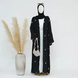 2024 New Black Embroideried Kimono Cardigan Abaya Dubai Luxury Muslim Kaftan Abayas For Women Turkish Islamic Clothing Outfit - haalish