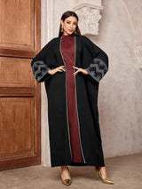 2025 New Chic Casual Open Kimono Abaya For Muslim Women Shalwar Kameez Jalabiya Embroidery Long Sleeve African Moroccan Robe