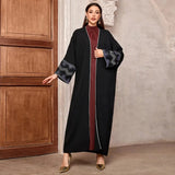 2025 New Chic Casual Open Kimono Abaya For Muslim Women Shalwar Kameez Jalabiya Embroidery Long Sleeve African Moroccan Robe