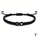 26 Letters Initial Heart Bracelets Handmade Adjustable A-Z Name Braided Bracelets For Women Men Friendship Jewelry Gifts