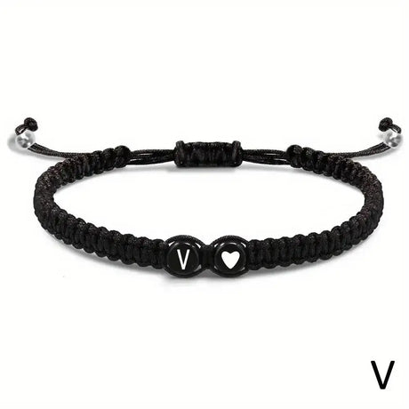 26 Letters Initial Heart Bracelets Handmade Adjustable A-Z Name Braided Bracelets For Women Men Friendship Jewelry Gifts