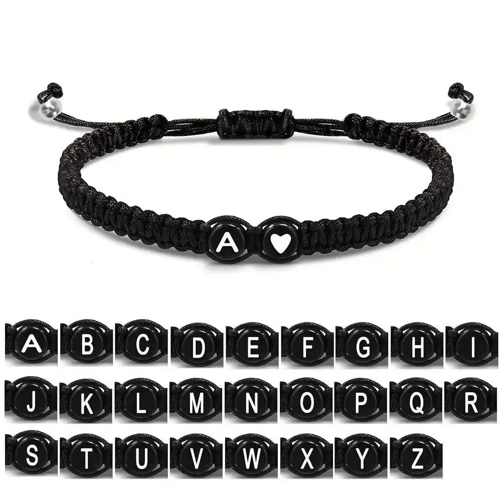 26 Letters Initial Heart Bracelets Handmade Adjustable A-Z Name Braided Bracelets For Women Men Friendship Jewelry Gifts