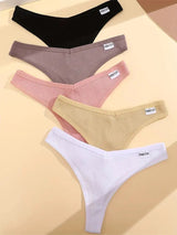 5Pcs Women Cotton Waffle Style G - string Panties Ladies Soft Thongs Female S - XL Low - Rise T - Back Panties Bikini Underwear 2024 - haalish