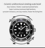 ADDIESDIVE Fashion Watch Stainless Steel Diver Watch 200M C3 Super Luminous Sport Luxury Watch reloj hombre Quartz Men Watch