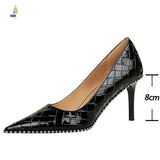 BIGTREE High Heels Rivet Metal Chain Pumps