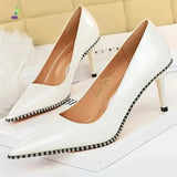 BIGTREE High Heels Rivet Metal Chain Pumps