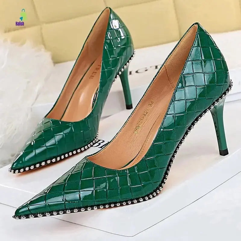 BIGTREE Rivet Stiletto High Heels