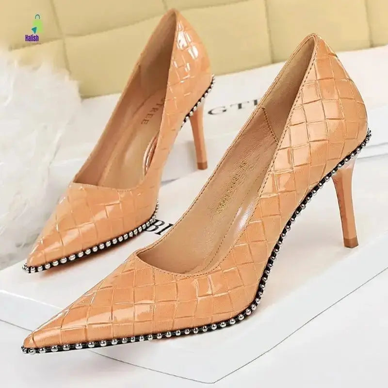 BIGTREE Rivet Stiletto High Heels