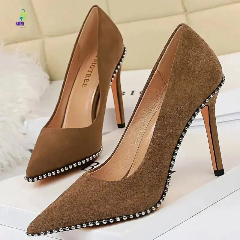 BIGTREE Rivet Stiletto High Heels