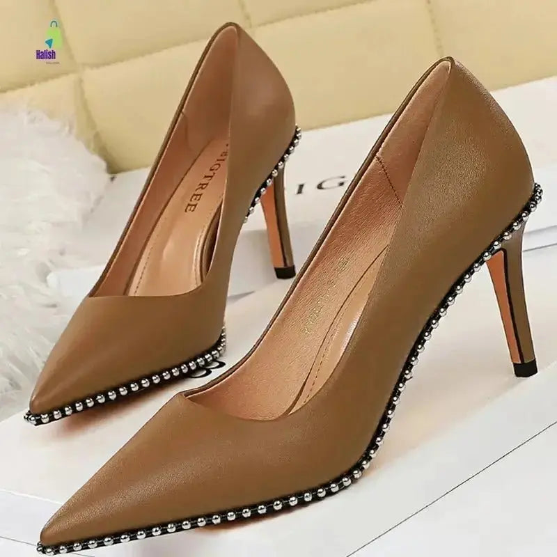 BIGTREE Rivet Stiletto High Heels