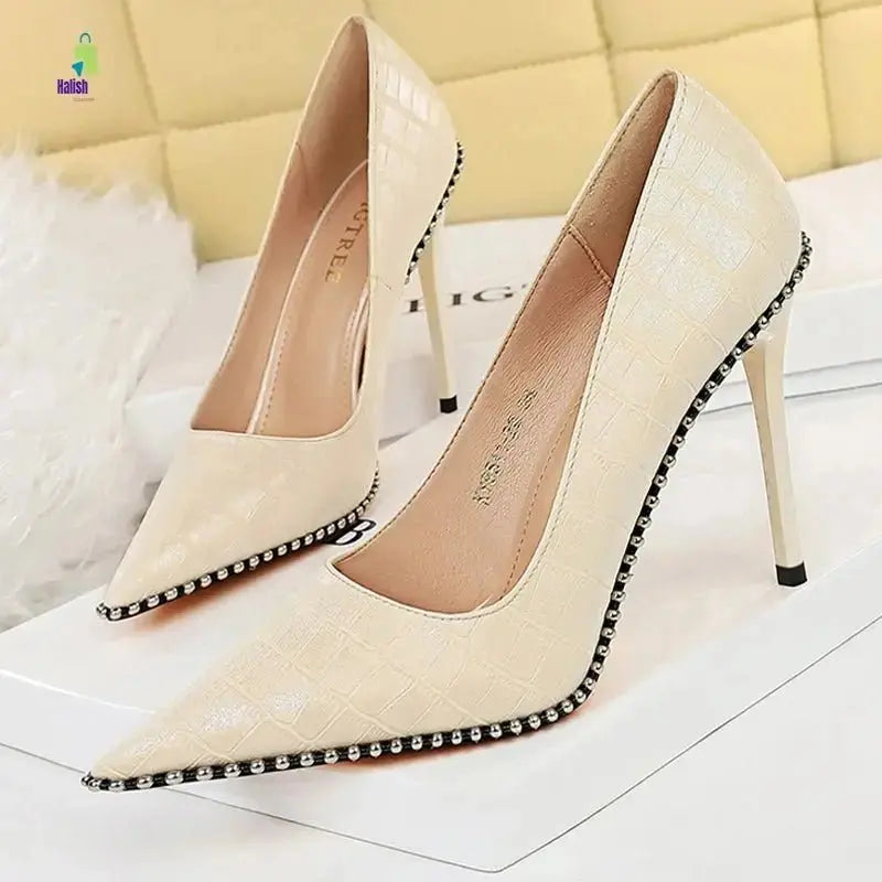 BIGTREE Rivet Stiletto High Heels