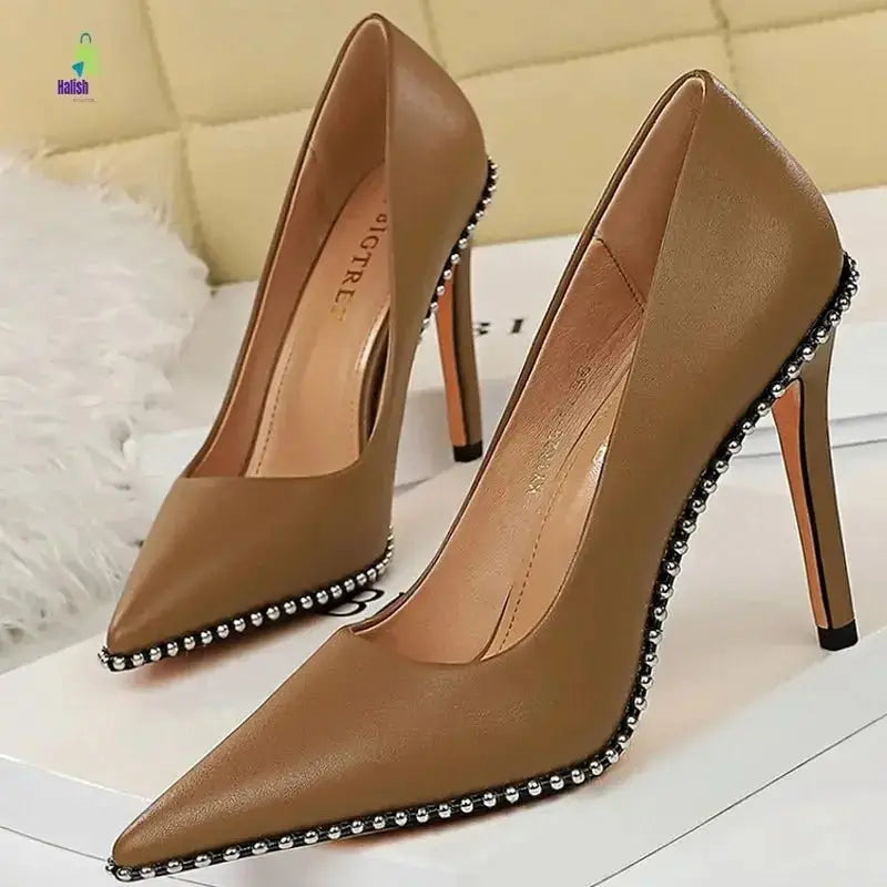 BIGTREE Rivet Stiletto High Heels