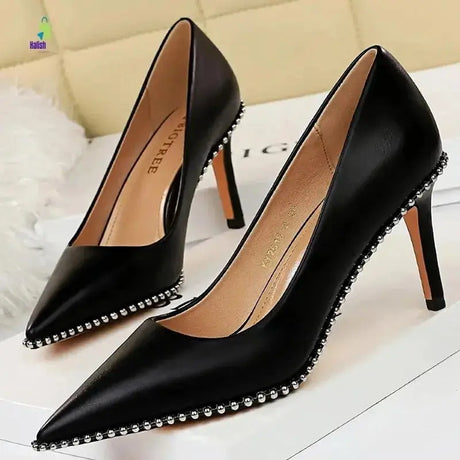 BIGTREE Rivet Stiletto High Heels