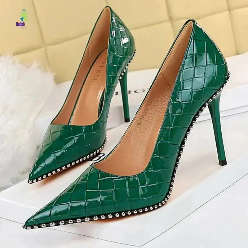 BIGTREE Rivet Stiletto High Heels