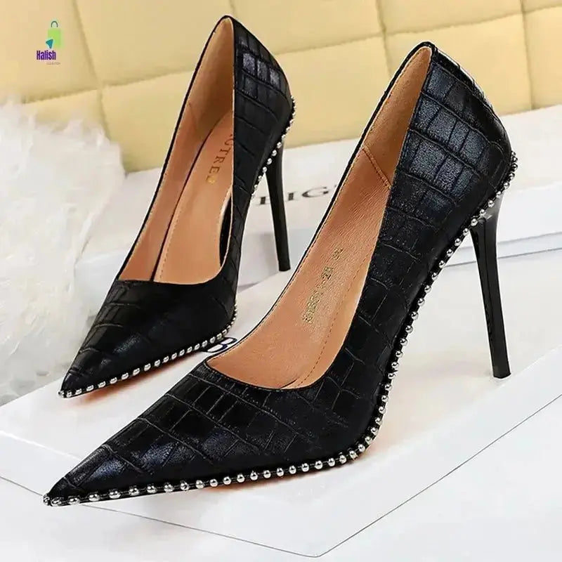 BIGTREE Rivet Stiletto High Heels